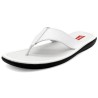 Herren Leder Zehentrenner Sandalen weiß mit flacher Sohle und minimalistischem Sommerdesign