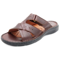 Herren Leder Sandalen Braun aus Echtleder mit Gel-Fußbett