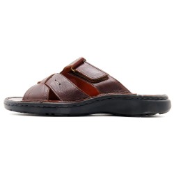 Braune Herren Sandalen aus Leder mit Schnellverschluss