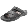 Black men's Premium leather sandals with a gel-cushioned footbed – Made in Portugal