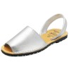 Silberne Avarca Menorquina Damen Leder Sandalen aus Echtleder Made in Spain