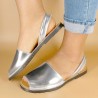 Original Spanish Women's Matte Metallic Silver Avarca Sandals