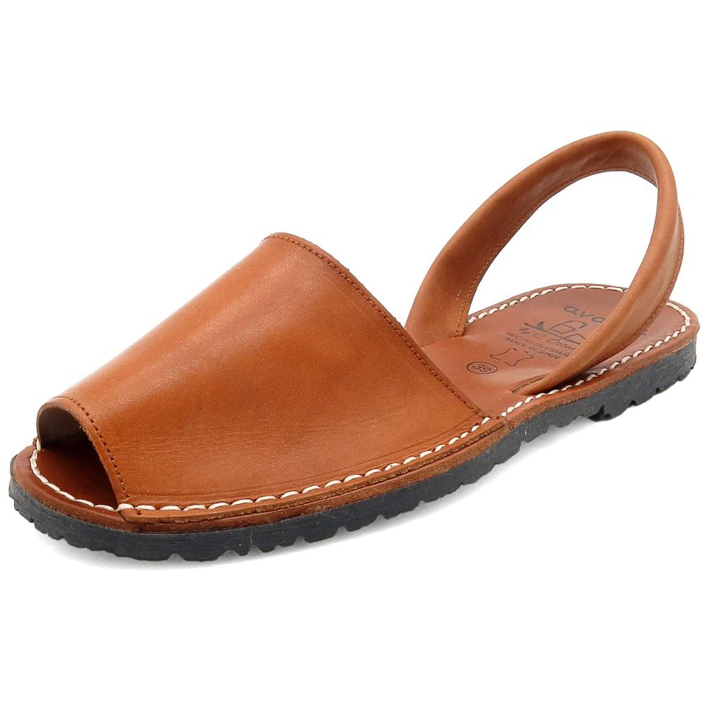 Braune Avarca Menorquina Damen Leder Sandalen aus Premium Echtleder Made in Spain