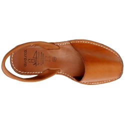 Flache braune Damen Leder Sandalen mit atmungsaktiver Echtleder-Decksohle für barfuß Tragekomfort