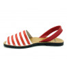 Avarca Damen Leder Sandalen Abarca Menorquina Sommer Schuhe gestreift rot weiß - SALE