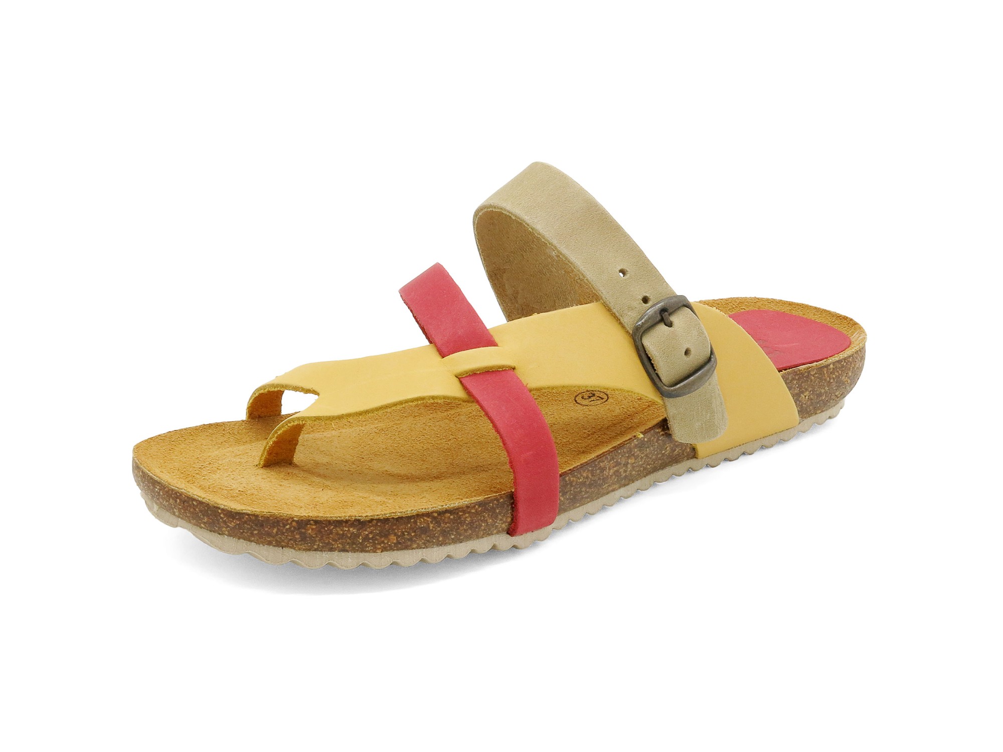 Damen Leder Sandalen mit Korksohle und anatomischem Fußbett