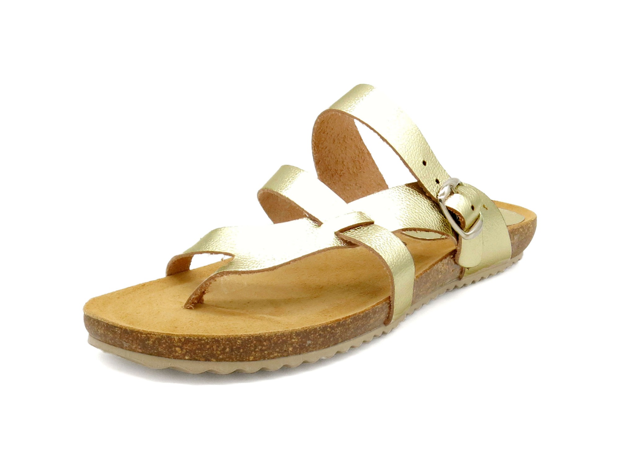 BLUSANDAL Ladies Leather Sandals with Cork Sole & Genuine Leather Footbed – Made in Spain