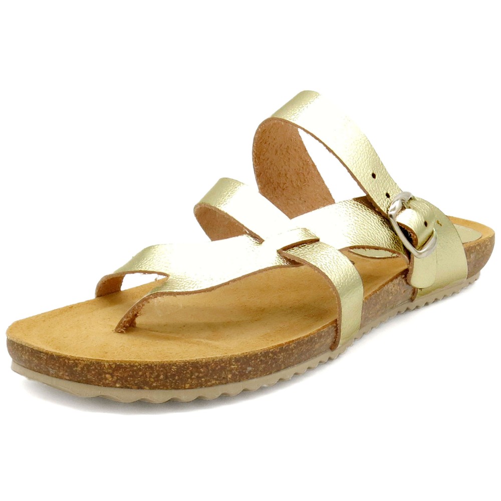 Damen Leder Sandalen mit Korksohle & Echtleder Fußbett – Riemchensandalen Made in Spain