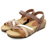 Elegant brown summer sandals with 4.5 cm wedge heel – handcrafted in Spain