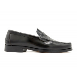 Herren Business Schuhe Slipper mit Ledersohle Goodyear Rahmengenäht schwarz 800 Latino Loafer Spanien