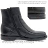 Black men's leather boots with warm faux fur lining and side zip
