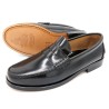 Herren Business Slipper aus Leder – Genähte COMFORT Schlupfschuhe mit Ledersohle – Schwarz