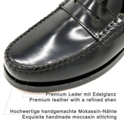 Men's Leather Business Loafers – COMFORT Stitched Slip-on Shoes with Leather Sole – Black