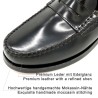 Herren Business Slipper aus Leder – Genähte COMFORT Schlupfschuhe mit Ledersohle – Schwarz