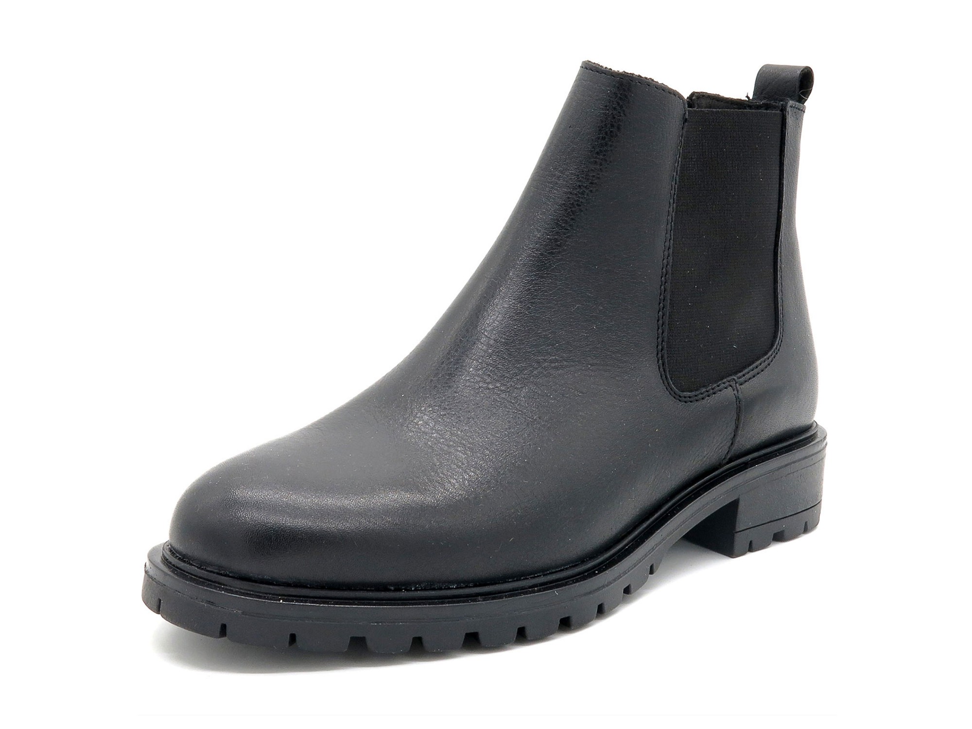 CASUAL Damen Chelsea Boots in Schwarz aus hochwertigem Echtleder mit elastischen Einsätzen