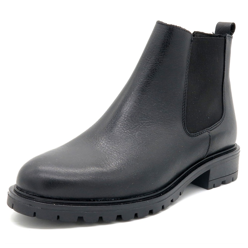 CASUAL Damen Chelsea Boots in Schwarz aus hochwertigem Echtleder mit elastischen Einsätzen