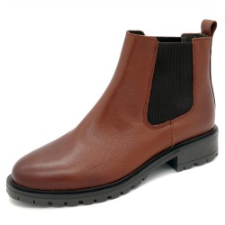 CASUAL Damen Chelsea Boots in Braun aus hochwertigem Echtleder mit elastischen Einsätzen
