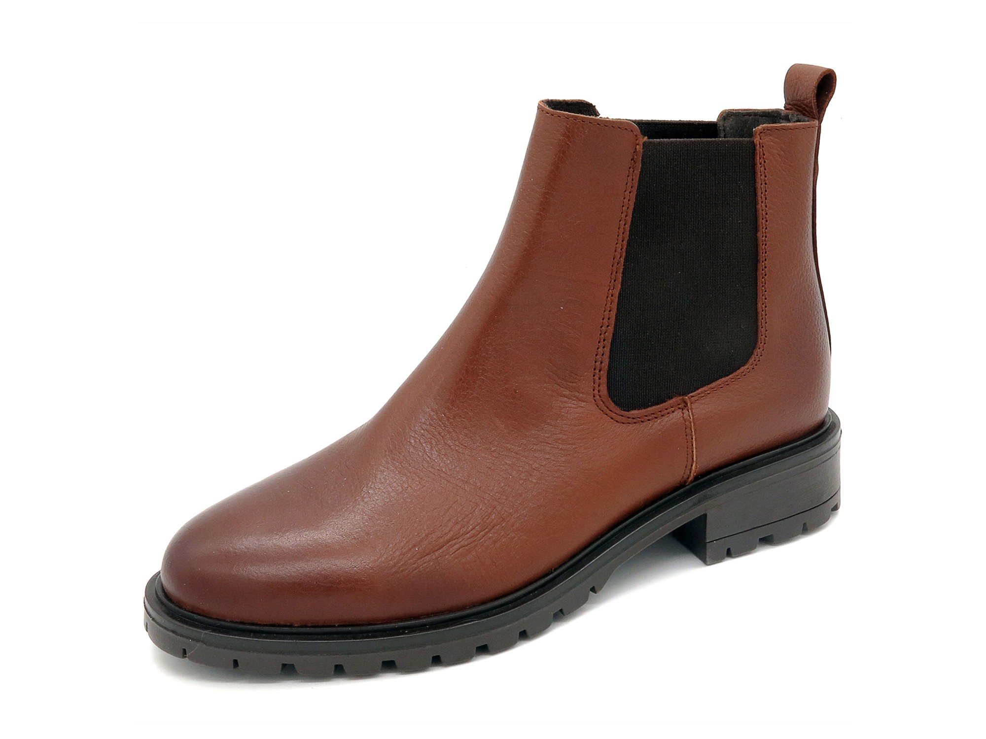 CASUAL Damen Chelsea Boots in Braun aus hochwertigem Echtleder mit elastischen Einsätzen