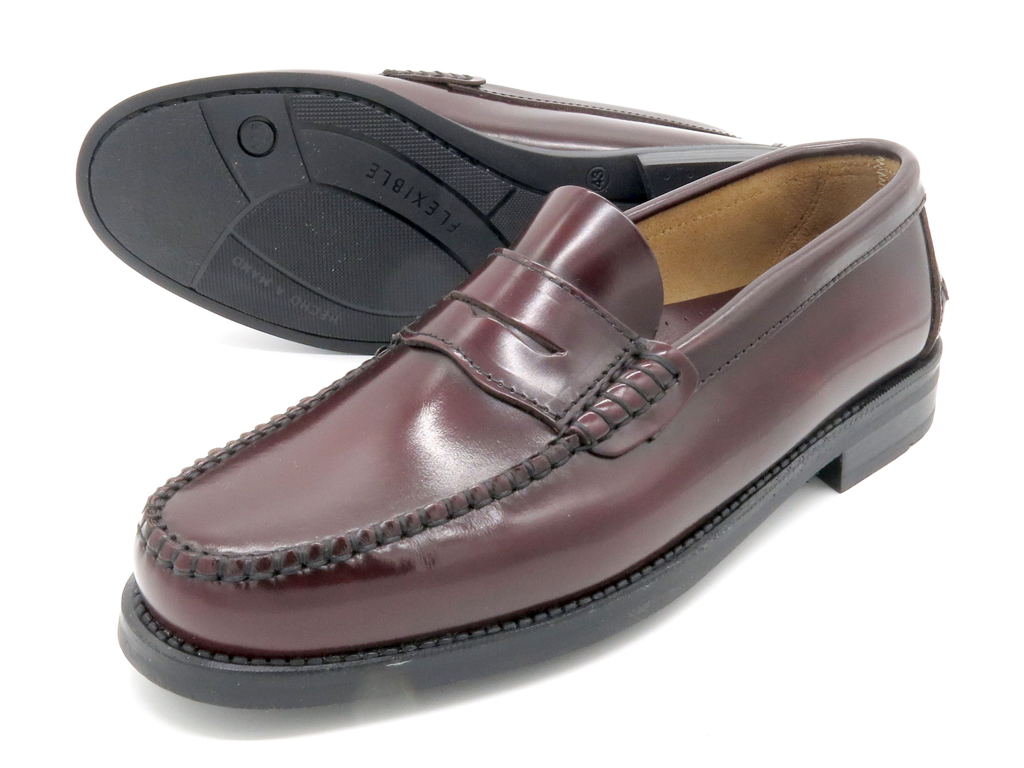 Herren Business Schuhe mit Gummisohle bordeaux Leder Anzugschuhe Penny Loafer Goodyear Rahmen genäht 69,99 €