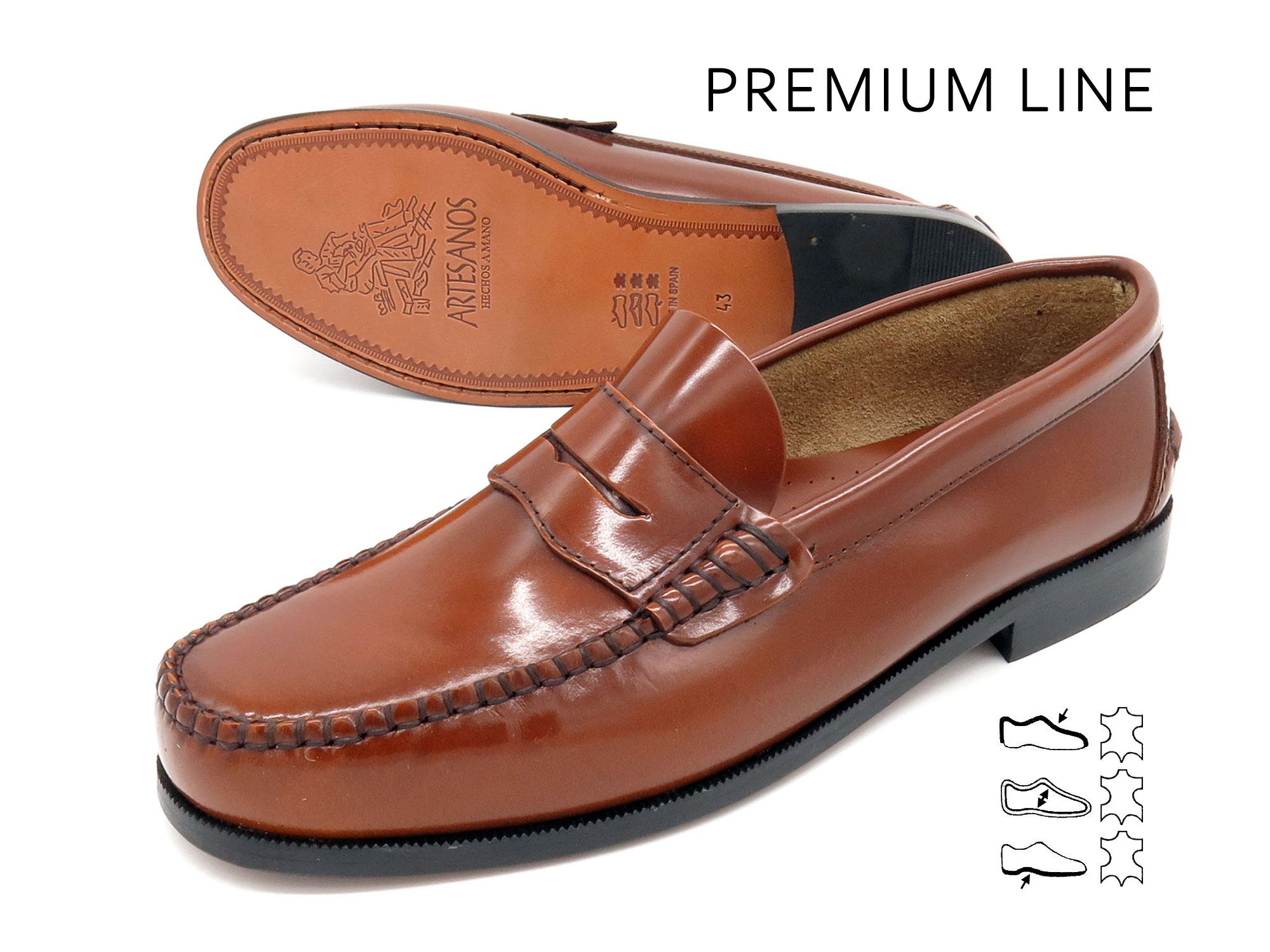Mens slip-on dress shoes Goodyear welted business loafers with leather soles cognac natural brown 79.99 Euro free delivery