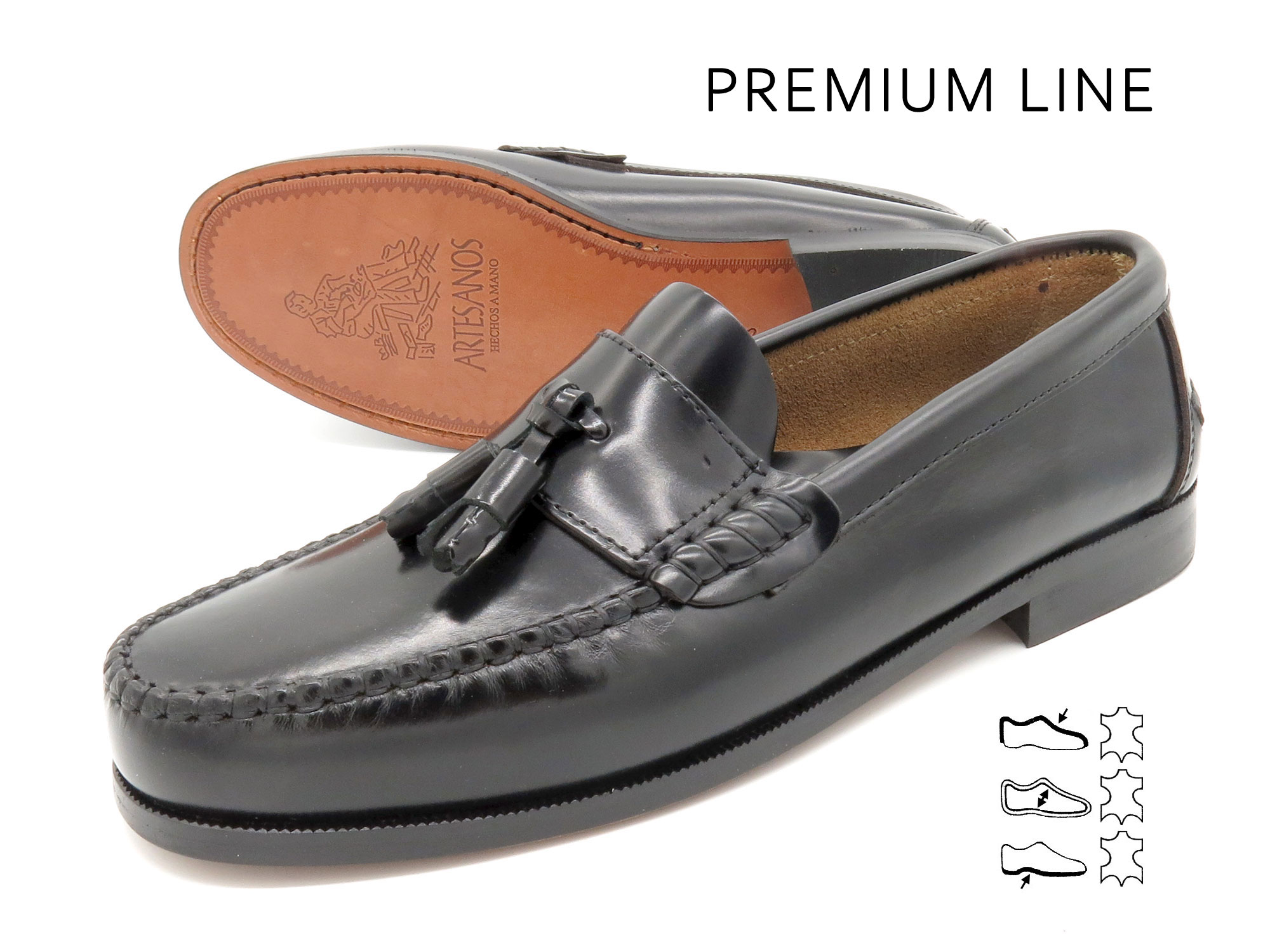 Mens tassel loafers Goodyear welted pull-on dress shoes with leather soles black 79.99 Euro free delivery